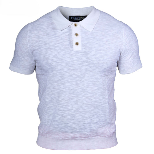 Prestige White Linen Polo Shirt LIN-590