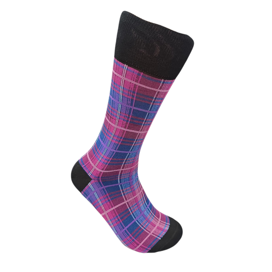 Vannucci Purple Blue Plaid Socks V1240B