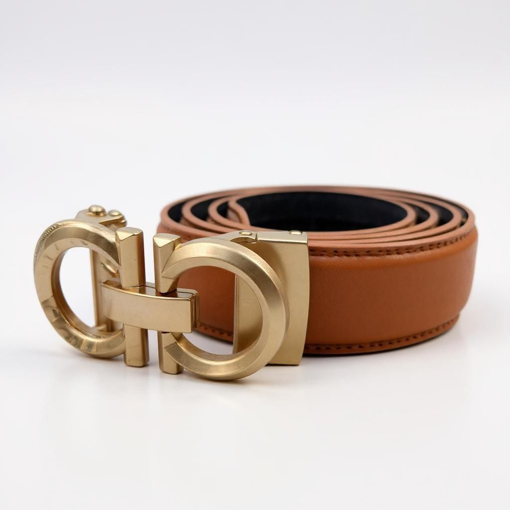 Designer Gold F Genuine Leather Cognac Belt F440g