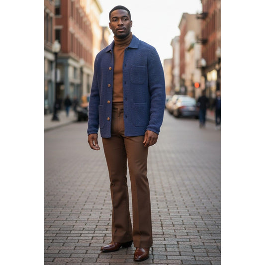 C Couture Navy Cardigan Button Sweater Jacket - SWJ-1565