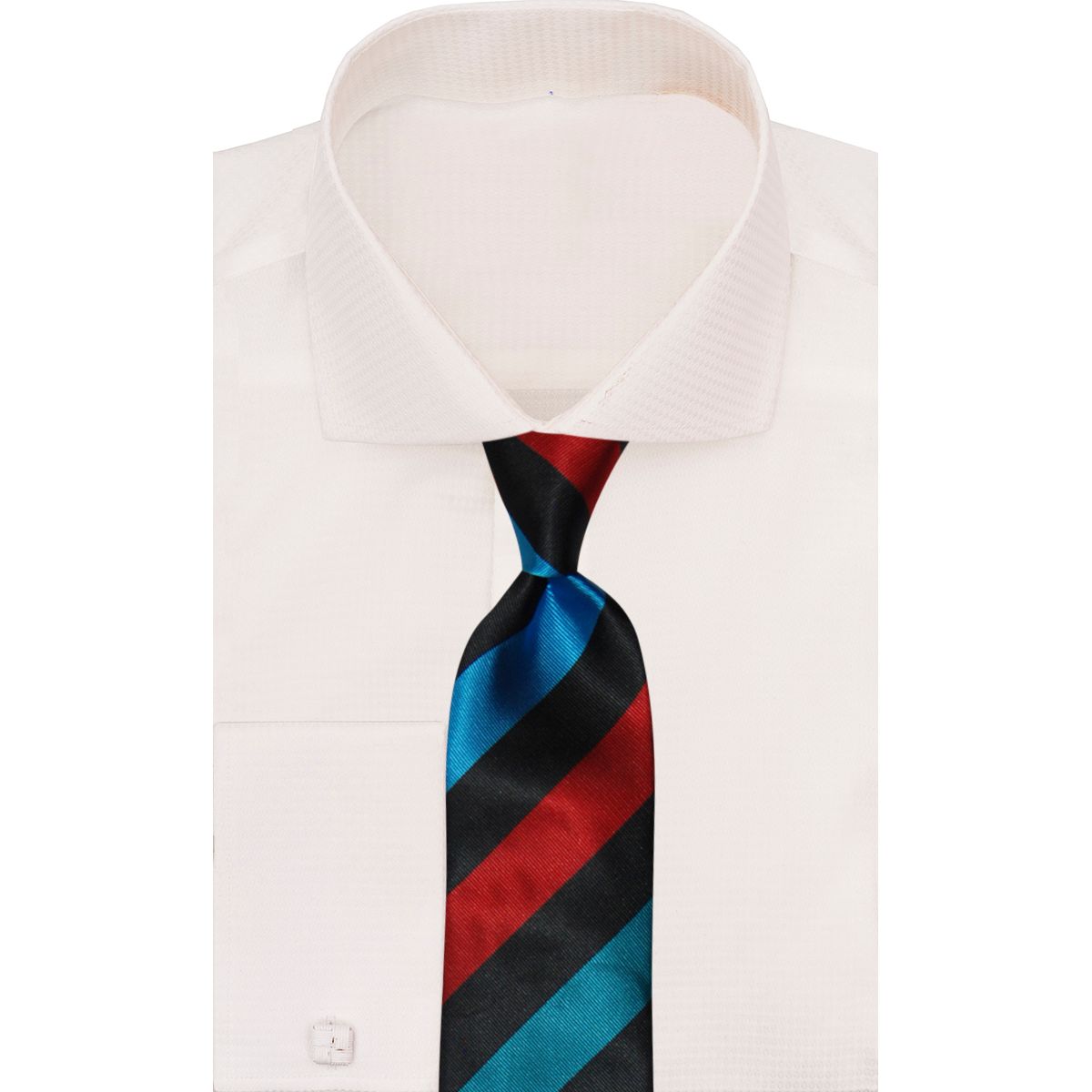 Verse 9 Black Red Teal Stripe Neck Tie Egyptian Stripe-A3
