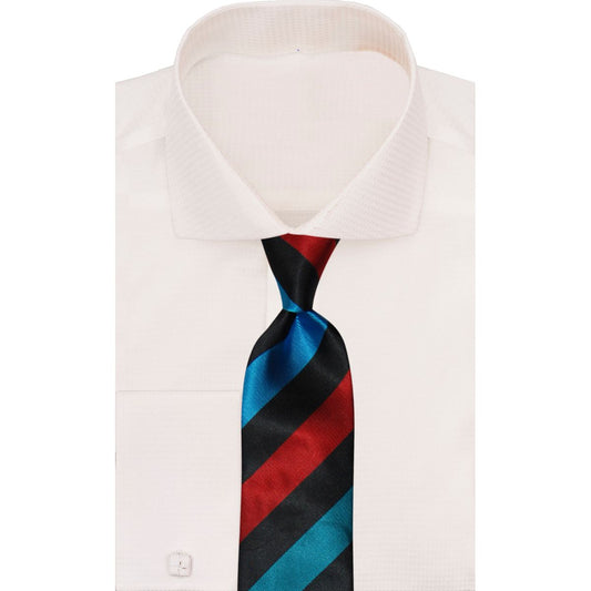 Verse 9 Black Red Teal Stripe Neck Tie Egyptian Stripe-A3