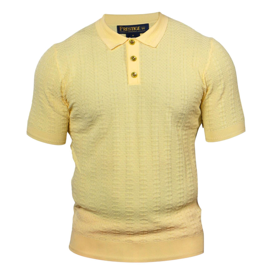 Prestige Original Yellow Textured Knit Polo Shirt