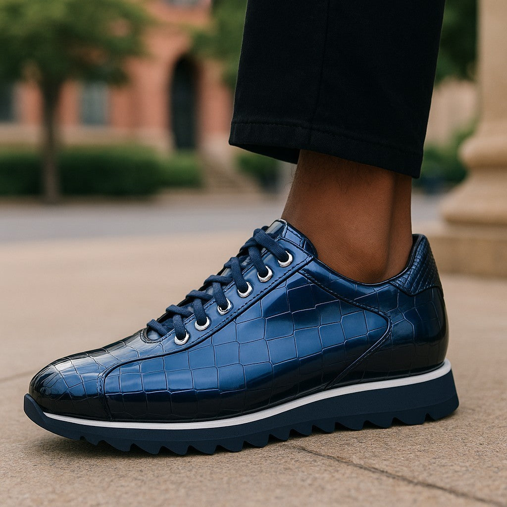Carrucci Black Diamond Croc Print Sneaker