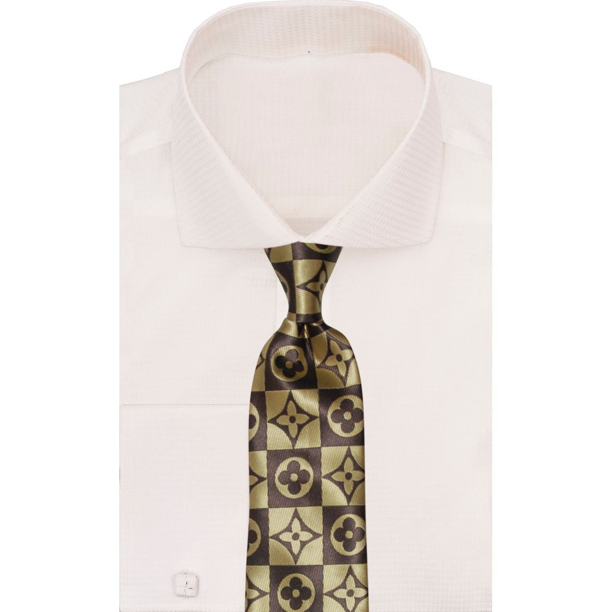 Verse 9 Gold Brown LV Inspired Squared Necktie - LVSQ-4