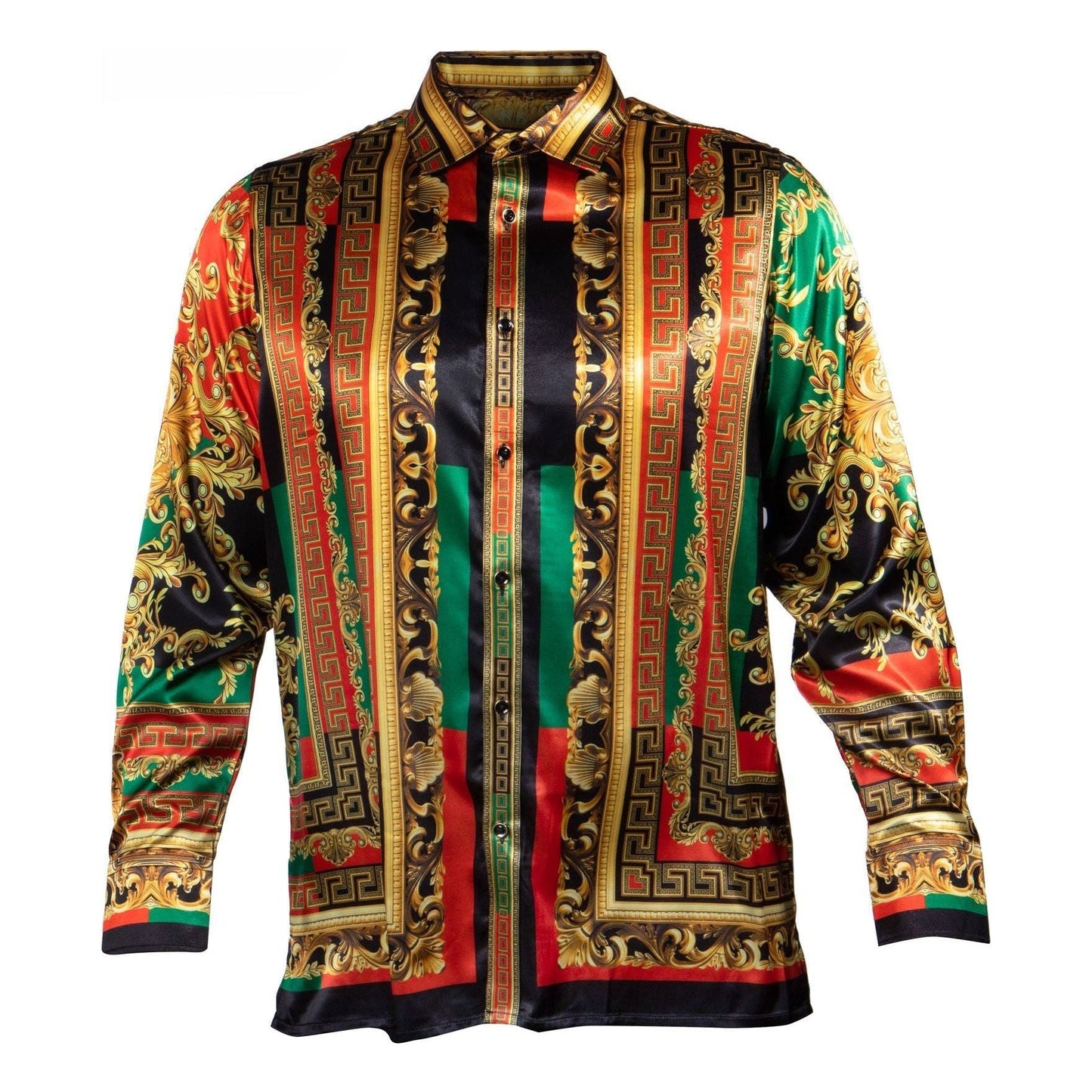 Prestige Red Yellow Green Satin Shirt PR-272-GREEN