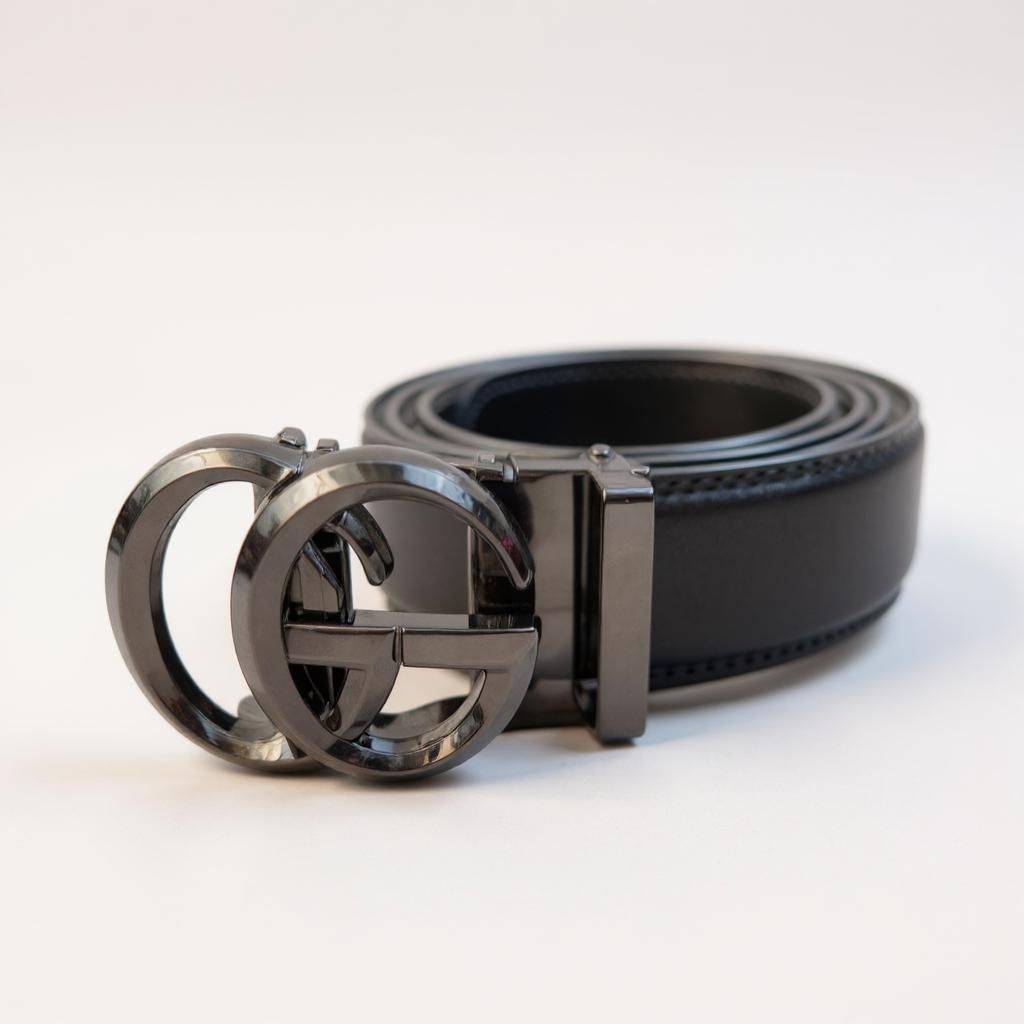 Designer Black GG Genuine Leather Black Belt G357bb