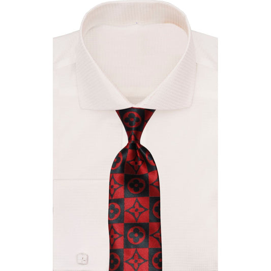 Verse 9 Black Red LV Inspired Squared Necktie - LVSQ-2