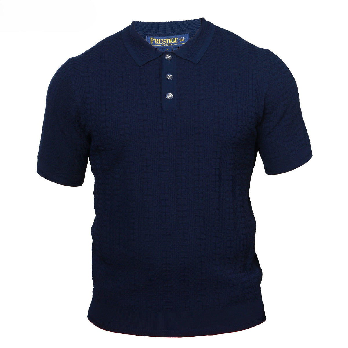Prestige Luxury Navy Textured Polo Shirt CMK-300-NAVY
