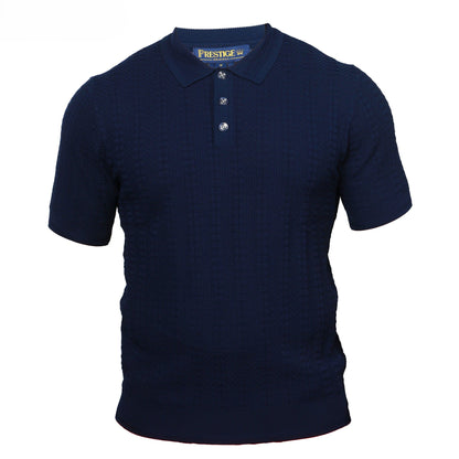 Prestige Luxury Navy Textured Polo Shirt CMK-300-NAVY