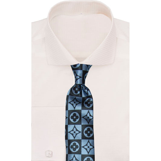 Verse 9 Black Blue LV Inspired Squared Necktie - LVSQ-14