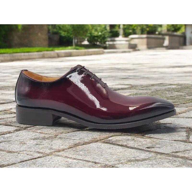 Carrucci Burgundy Patent Leather Lace-Up Oxford Dress Shoe - KS503-101P