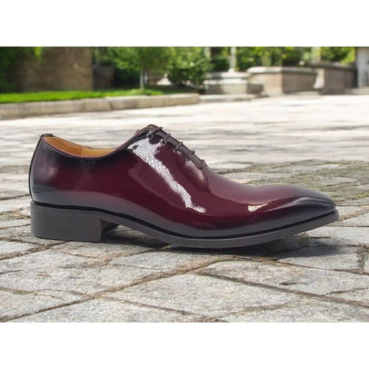 Carrucci Burgundy Patent Leather Lace-Up Oxford Dress Shoe - KS503-101P