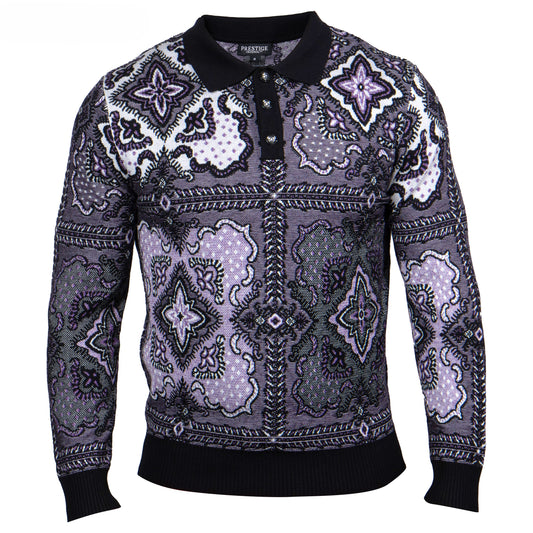 Prestige Original Black Purple Luxury Sweater SW-212 BLACK