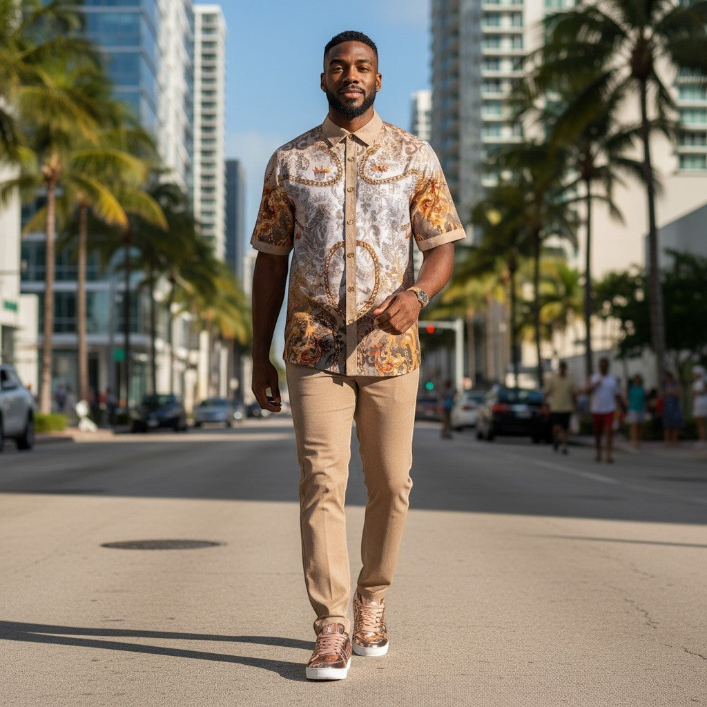 Prestige Luxury Khaki Laser Luxury Linen Casual Suit - LUX-660