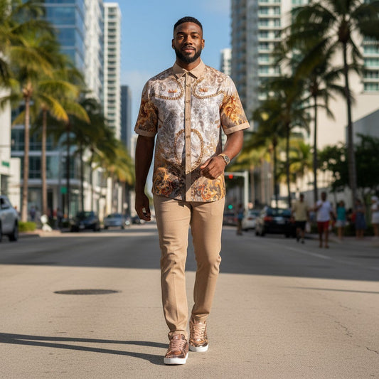 Prestige Luxury Khaki Laser Luxury Linen Casual Suit - LUX-660