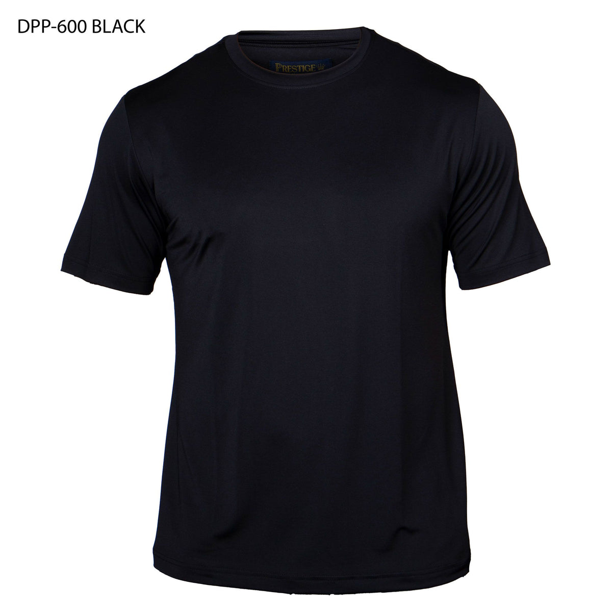 Prestige Luxury Black Satin Crew Short Sleeve Shirt - DPP-600