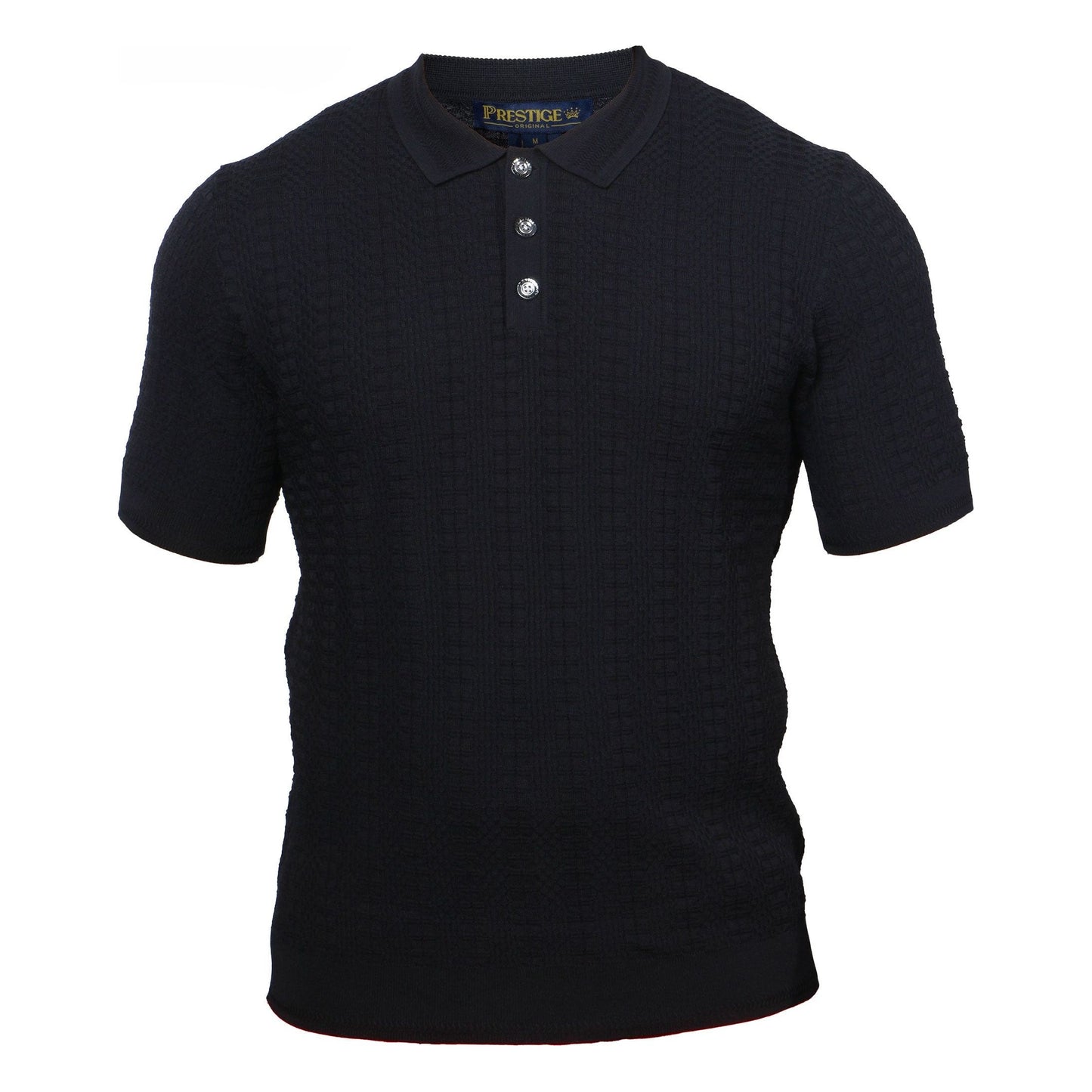 Prestige Luxury Black Textured Polo Shirt CMK-300-BLACK