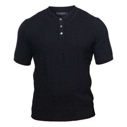 Prestige Luxury Black Textured Polo Shirt CMK-300-BLACK