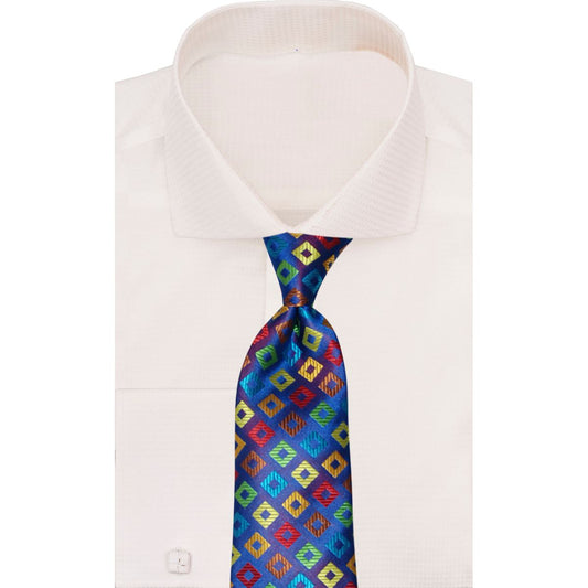 Verse 9 Royal Blue Multi Color Geometric Necktie DUNES-3