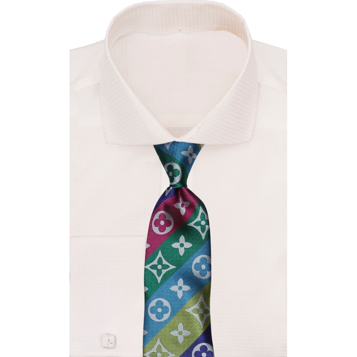 Verse 9 Purple Magenta Yellow Green LV Inspired Stripe Necktie - Stripe-A1