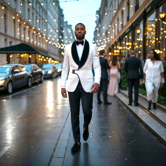 Alexander White Black Shawl Paisley Crossbody Tuxedo