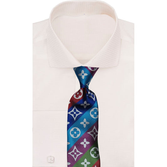 Verse 9 Purple Red Green Magenta LV Inspired Stripe Necktie - Stripe-A8