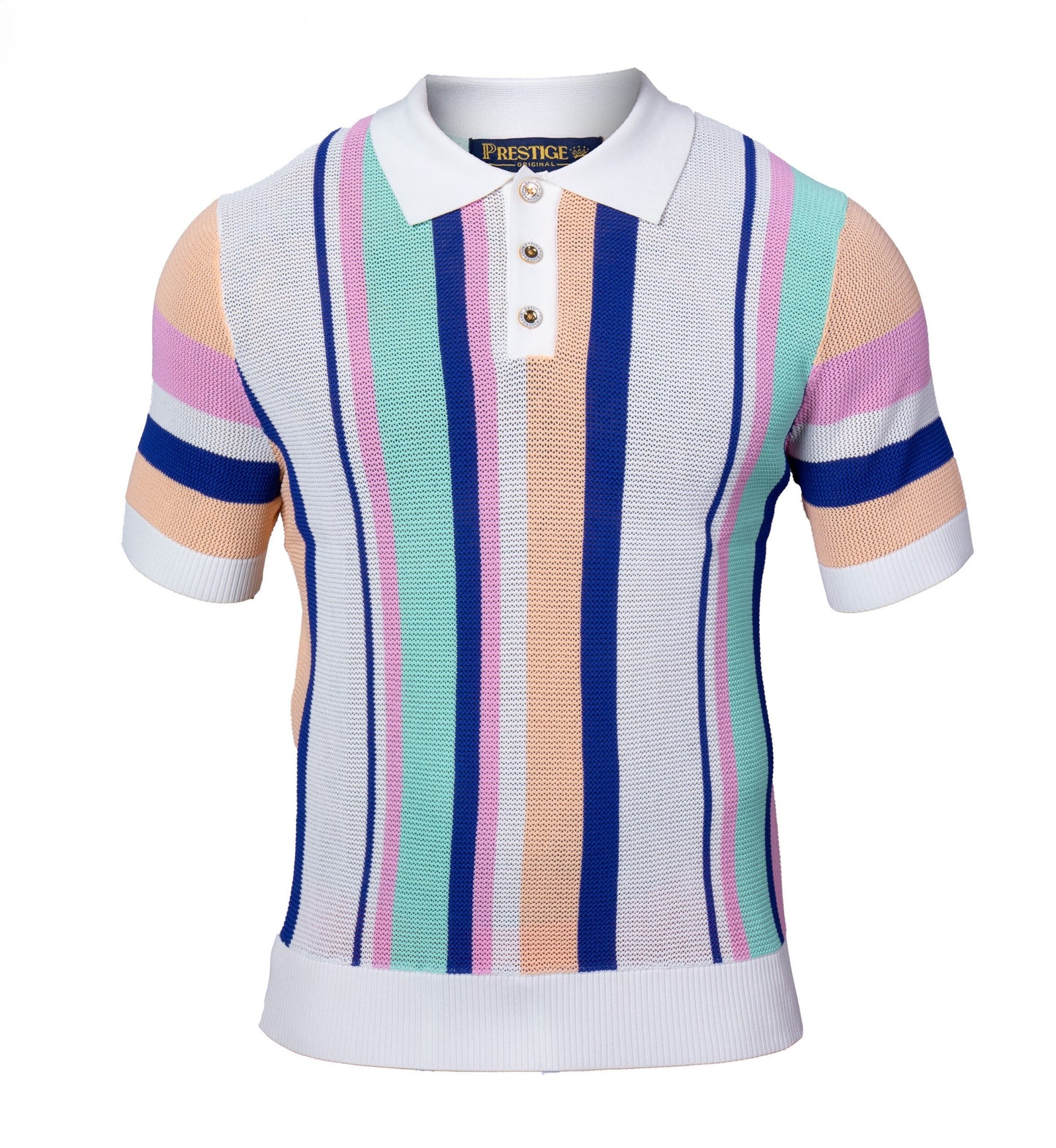 Prestige Luxury Royal Pink Teal Polo Short Sleeve Shirt CMK-6026