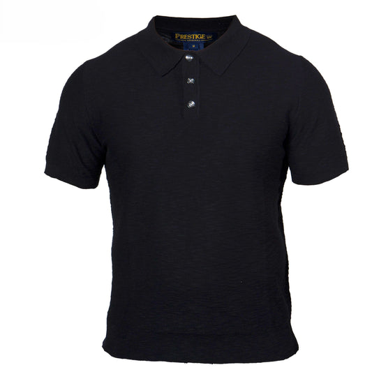 Prestige Black 100% Linen Polo Shirt LIN-590