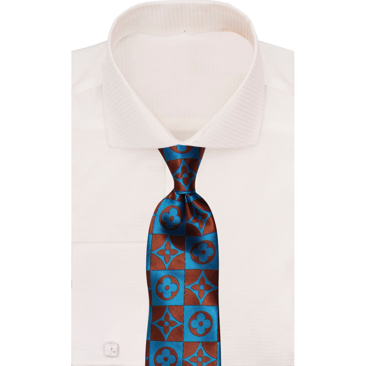 Verse 9 Rust Teal LV Inspired Squared Necktie - LVSQ-6