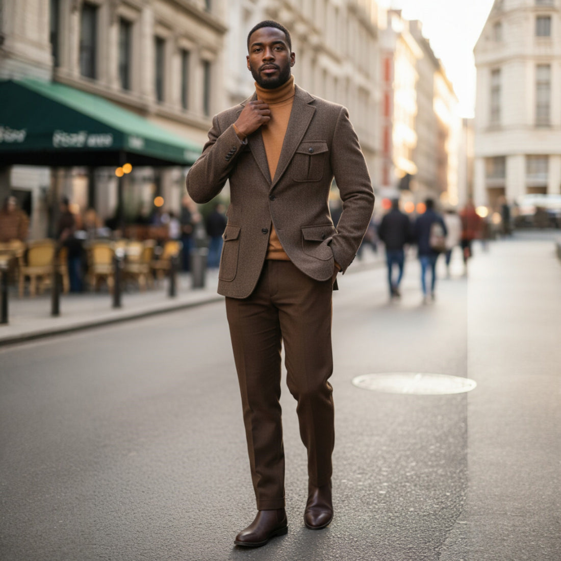 Couture Brown Flannel Tab Collar Sport Coat - J-7011