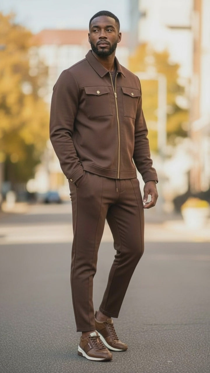 Prestige Luxury Brown Lounge Jogger - CSL-136