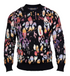 suit-yourself-menswear Prestige Original black sweater with a vibrant multi-color abstract pattern and polo collar