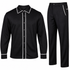 suit-yourself-menswear black two-piece casual set with long-sleeve button-front shirt and trousers featuring white piping
