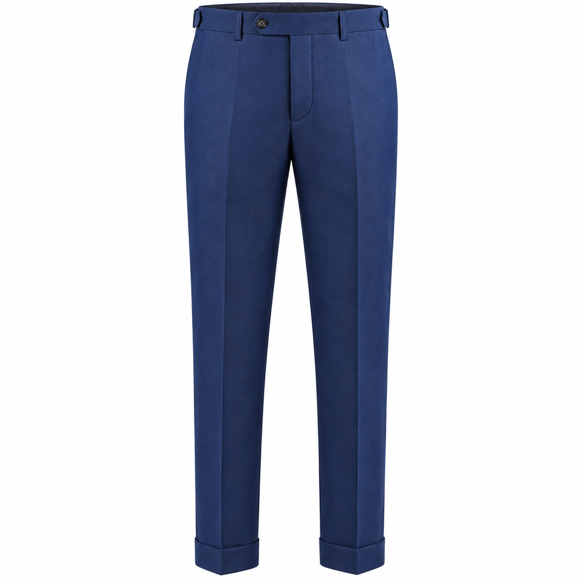 suit-yourself-menswear Canuti denim blue suit trousers with a tailored fit and cuffed hems