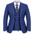 suit-yourself-menswear Tiglio Portofino blue and navy plaid 3-piece suit with a double-breasted vest and peak lapels