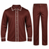 Suit Yourself Menswear brown two-piece casual set with long-sleeve button-front shirt and matching trousers