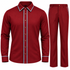 suit-yourself-menswear burgundy two-piece casual set with light-blue contrast piping on shirt and trousers