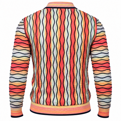 suit-yourself-menswear Prestige Original multicolor textured knit sweater with 90s inspired wavy striped pattern