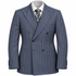 suit-yourself-menswear navy blue pinstripe double-breasted suit with peak lapels and a patterned tie