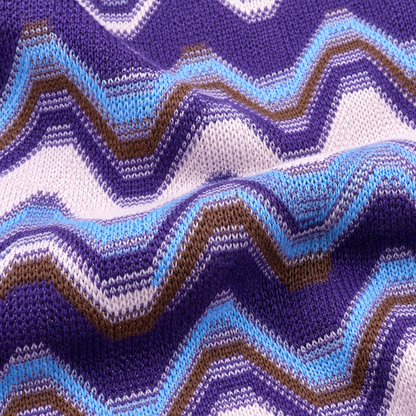 suit-yourself-menswear Prestige Original sweater featuring a detailed chevron knit pattern in oatmeal and purple