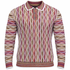 suit-yourself-menswear purple multi-color textured knit polo sweater with 90s inspired vertical wave patterns