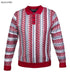 suit-yourself-menswear Prestige red and grey striped knit polo sweater with a three-button placket and ribbed hem