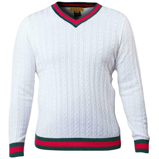 Prestige White Green Red Cardigan Sweater