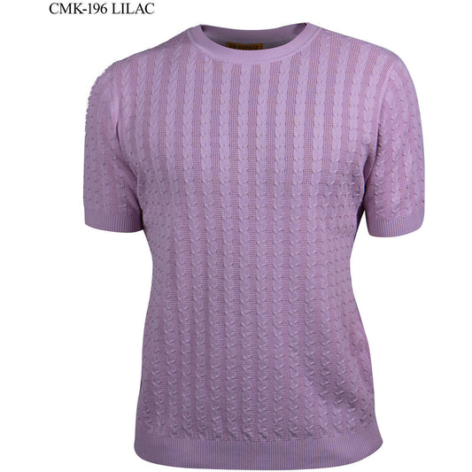 Prestige Lilac Luxury Knit Greek Print Shirt CMK-196-LILAC