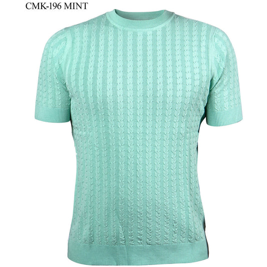 Prestige Mint Luxury Knit Greek Print Shirt CMK-196-MINT