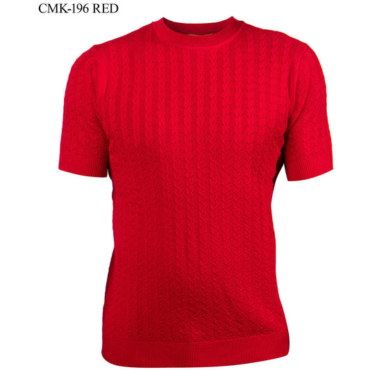 Prestige Red Luxury Knit Greek Print Shirt CMK-196-RED