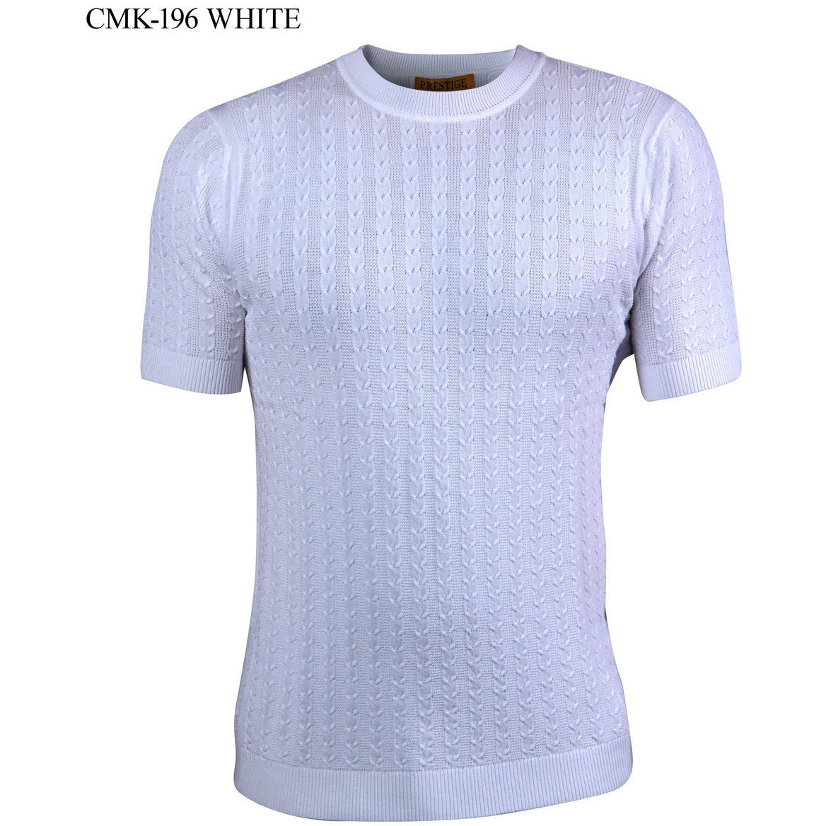 Prestige White Luxury Knit Greek Print Shirt CMK-196-WHITE