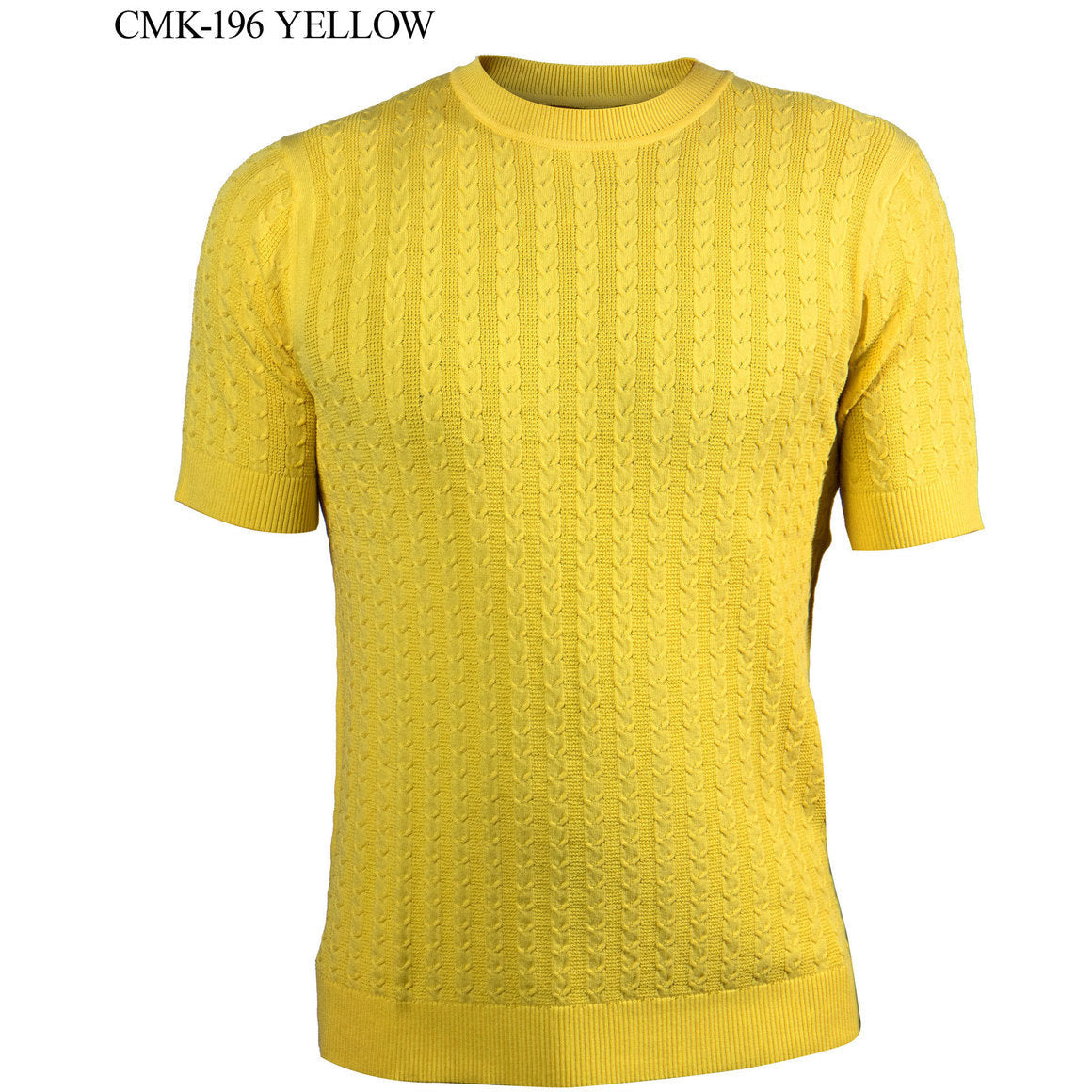 Prestige Yellow Luxury Knit Greek Print Shirt CMK-196-YELLOW