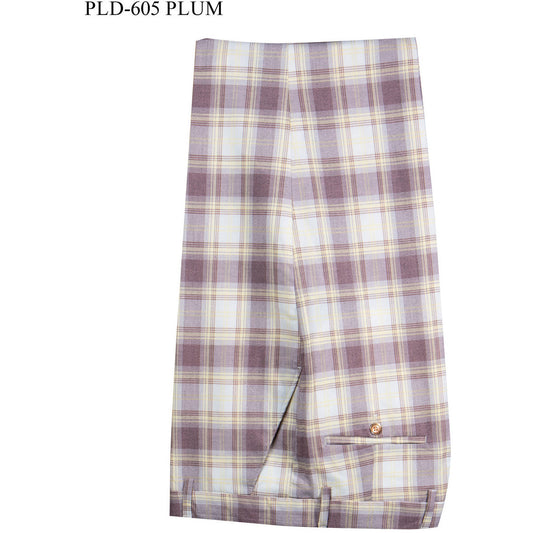 Plaid Plum Flat Front Pants - SYM